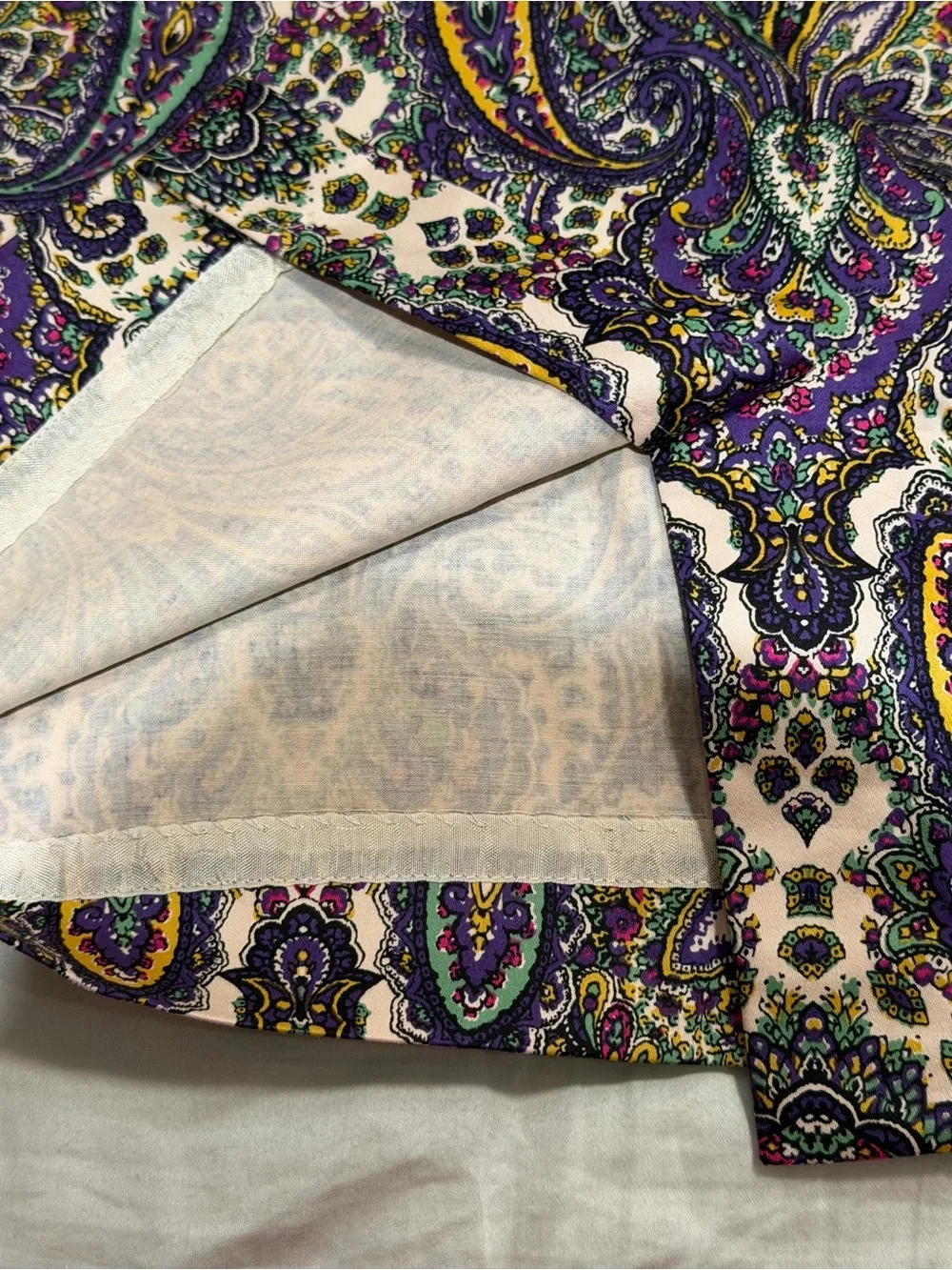 J. Crew Paisley Pencil Skirt in Purple, Cream and Green